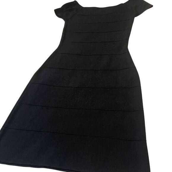 Max Studio Black Cap Sleeve Bandage Dress M Womens stretch - Picture 4 of 8